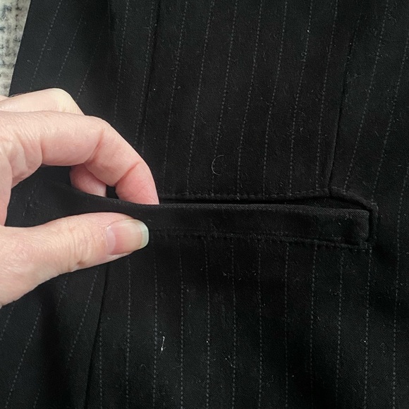 Vtg Y2K Fashion Bug Black White Pinstriped Fitted Long Suit Blazer Soft Jacket S - Picture 8 of 11